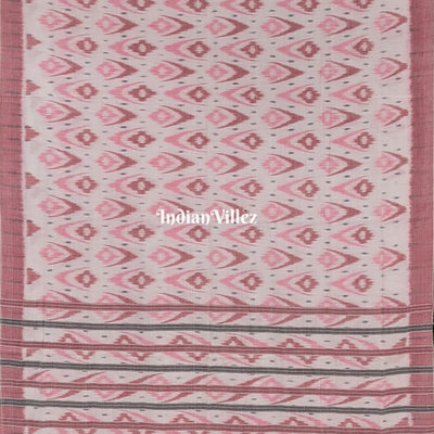 White Odisha Ikat Sambalpuri Cotton Saree