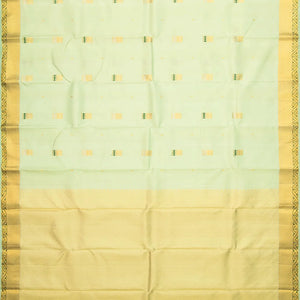 Pista Green Handloom Kanchipuram Silk Saree With Meena Buttas