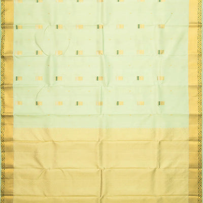 Pista Green Handloom Kanchipuram Silk Saree With Meena Buttas