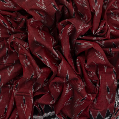 Maroon Handloom Orissa Cotton Saree With Black Border