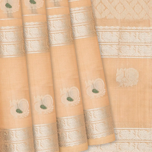 Peach Handloom Chirala Soft Silk Saree With Annam Motifs-Peach