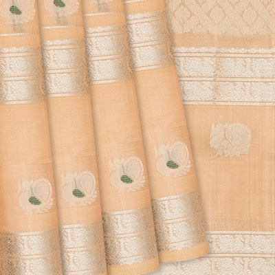 Peach Handloom Chirala Soft Silk Saree With Annam Motifs-Peach