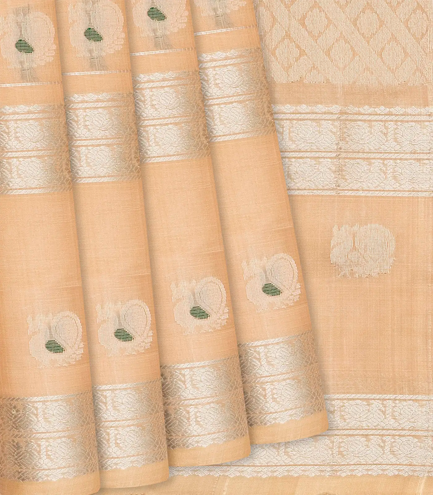 Peach Handloom Chirala Soft Silk Saree With Annam Motifs-Peach