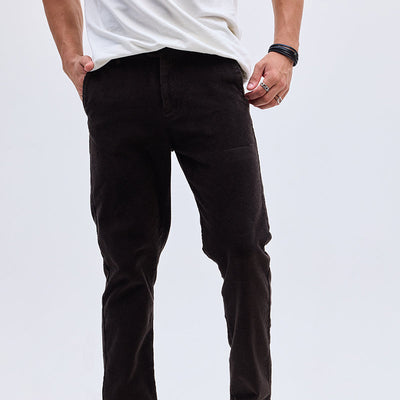 Dark Brown Corduroy Slim Fit Trousers