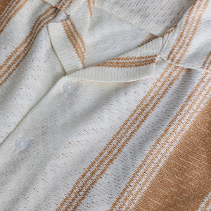 Beige Stripes Crochet Shirt