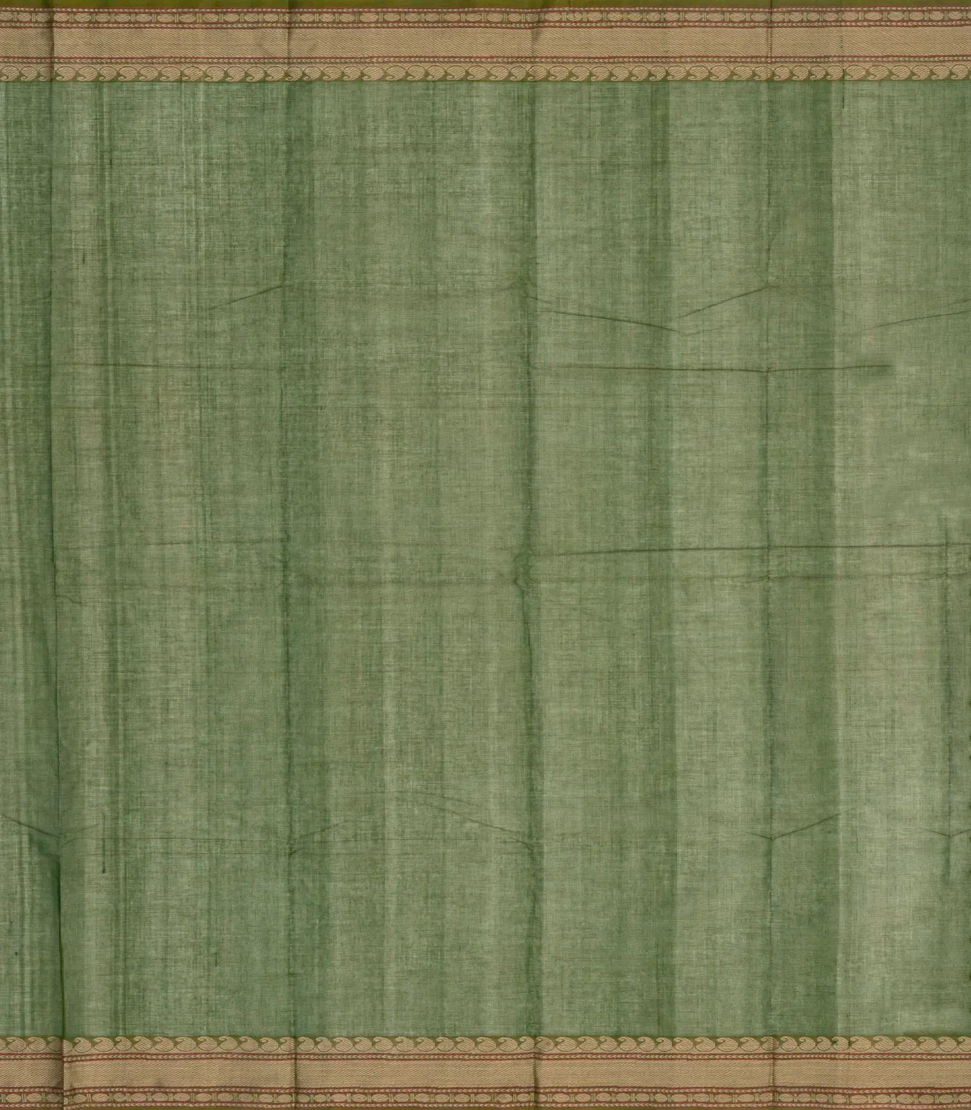 Leafy Green Handloom Kanchi Cotton Saree With Diamond Motifs