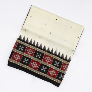 White Handloom Orissa Silk Saree With Button Buttas