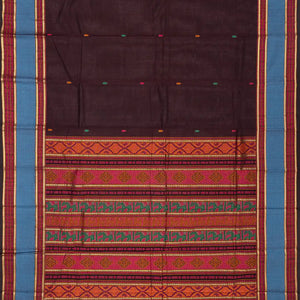 Maroon Handloom Kanchi Cotton Saree With Spearhead Buttas