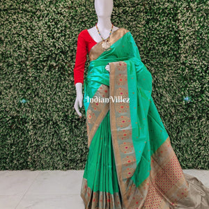 Sea Green Pure Banarasi Katan Silk Saree