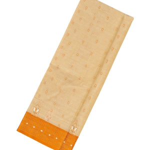 Taupe Handloom Bengal Cotton Saree With Diamond Buttas