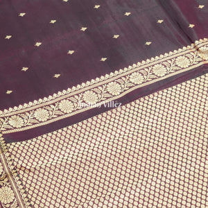 Black Grape & Maroon Dual Tone Katan Silk Banarasi Saree