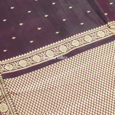 Black Grape & Maroon Dual Tone Katan Silk Banarasi Saree