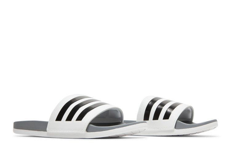 adidas Adilette Comfort Slides Cloud White Core Black Grey Three