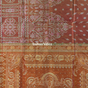 Maroon Pink Body Tissue (Zari) Sambalpuri Silk Saree