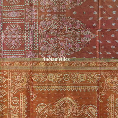 Maroon Pink Body Tissue (Zari) Sambalpuri Silk Saree