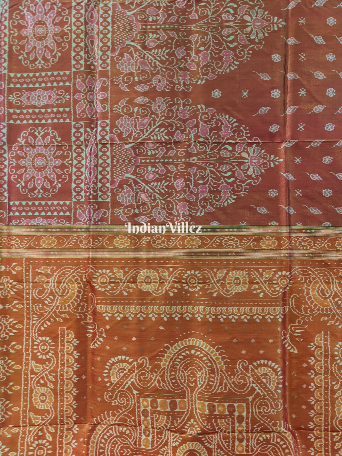 Maroon Pink Body Tissue (Zari) Sambalpuri Silk Saree