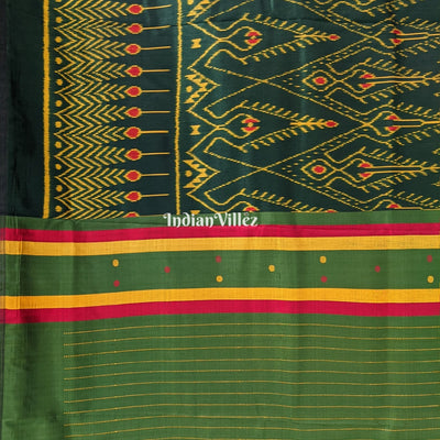 Bottle Green Cambodian inspired Designer Contemporary Silk Saree
