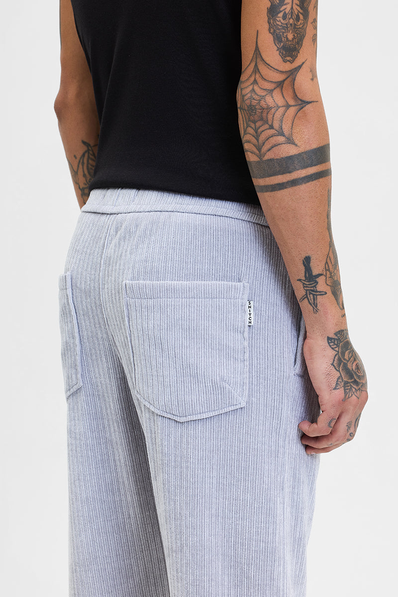 Light Grey Corduroy Relaxed Fit Trousers