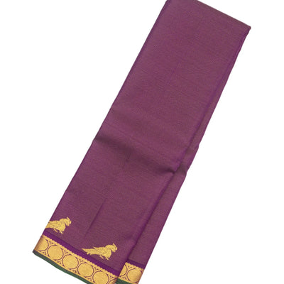 Magenta Handloom Kanchipuram Vairaoosi Silk Saree With Zari Stripes
