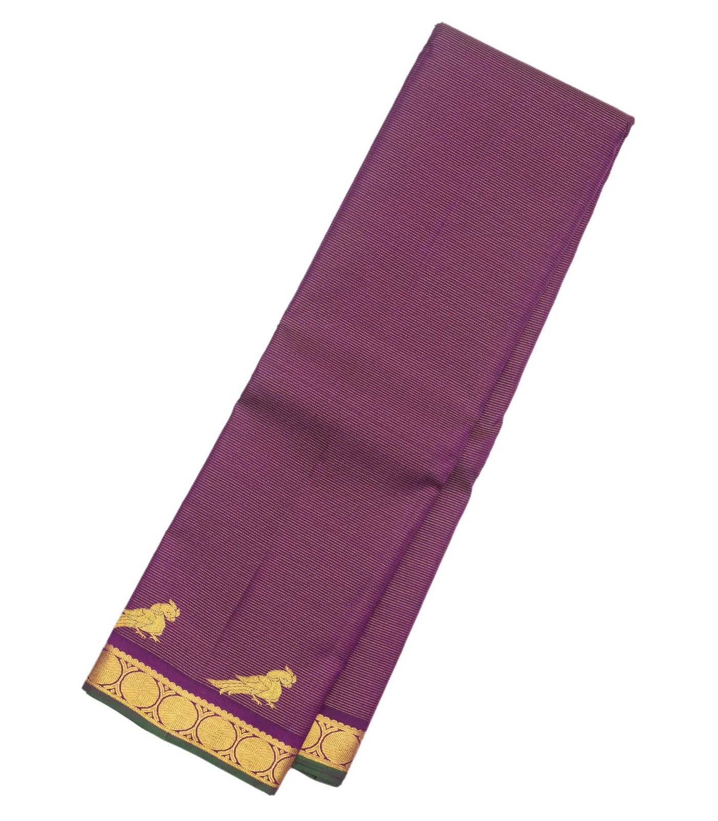 Magenta Handloom Kanchipuram Vairaoosi Silk Saree With Zari Stripes
