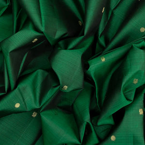 Bottle Green Handloom Kanchipuram Silk Saree With Annam Buttas