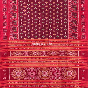 Red Pasapali Odisha Ikat Contemporary Silk Saree