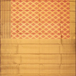 Dusty Pink Handloom Kanchipuram Tissue Silk Saree With Diagonal Checks