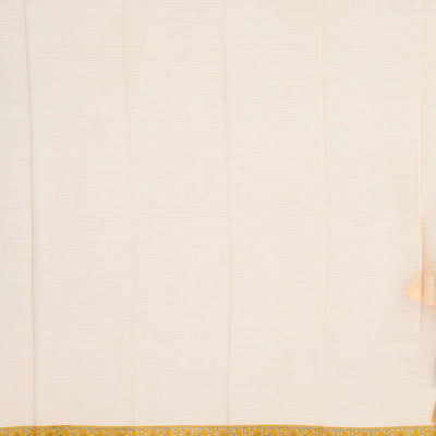 Cream Handloom Chanderi Cotton Saree With Printed Yellow Floral Motif