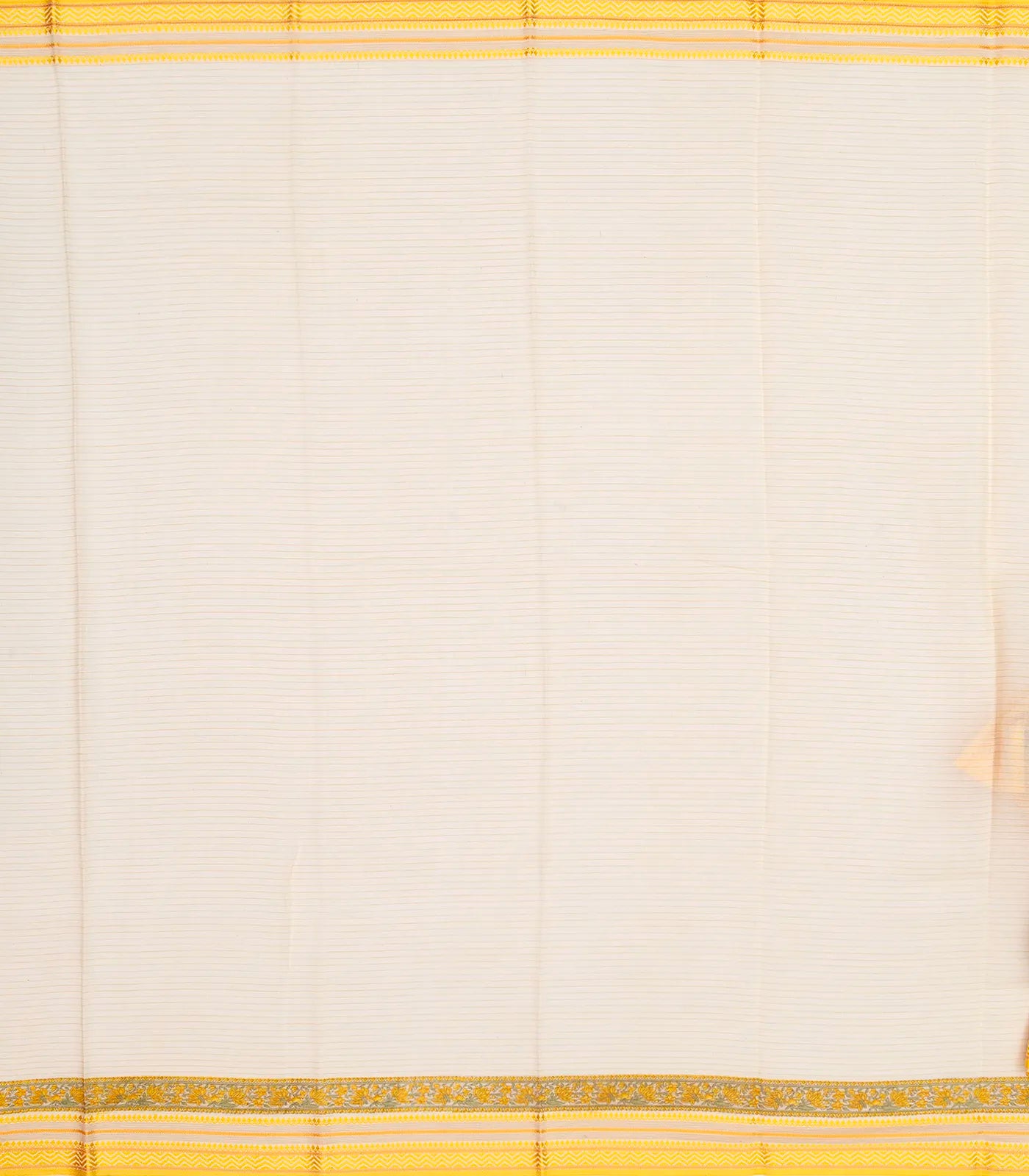 Cream Handloom Chanderi Cotton Saree With Printed Yellow Floral Motif