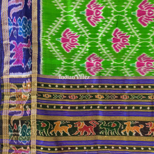 Green Lotus Khandua Silk Saree