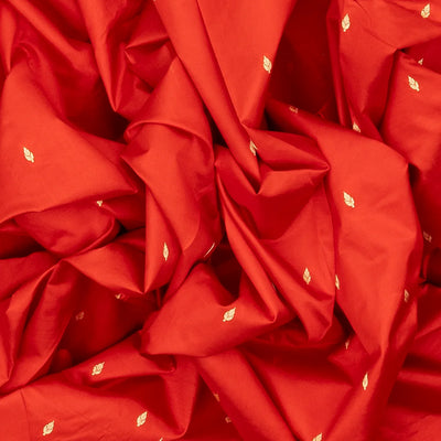 Red Banarasi Silk Saree With Floral Motifs