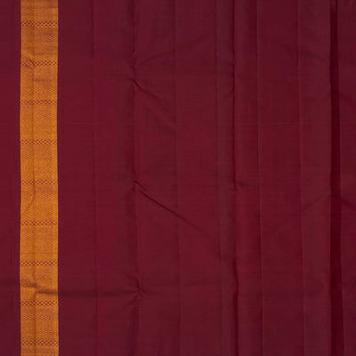 Maroon Handloom Kanchipuram Silk Saree With Temple Motif Border