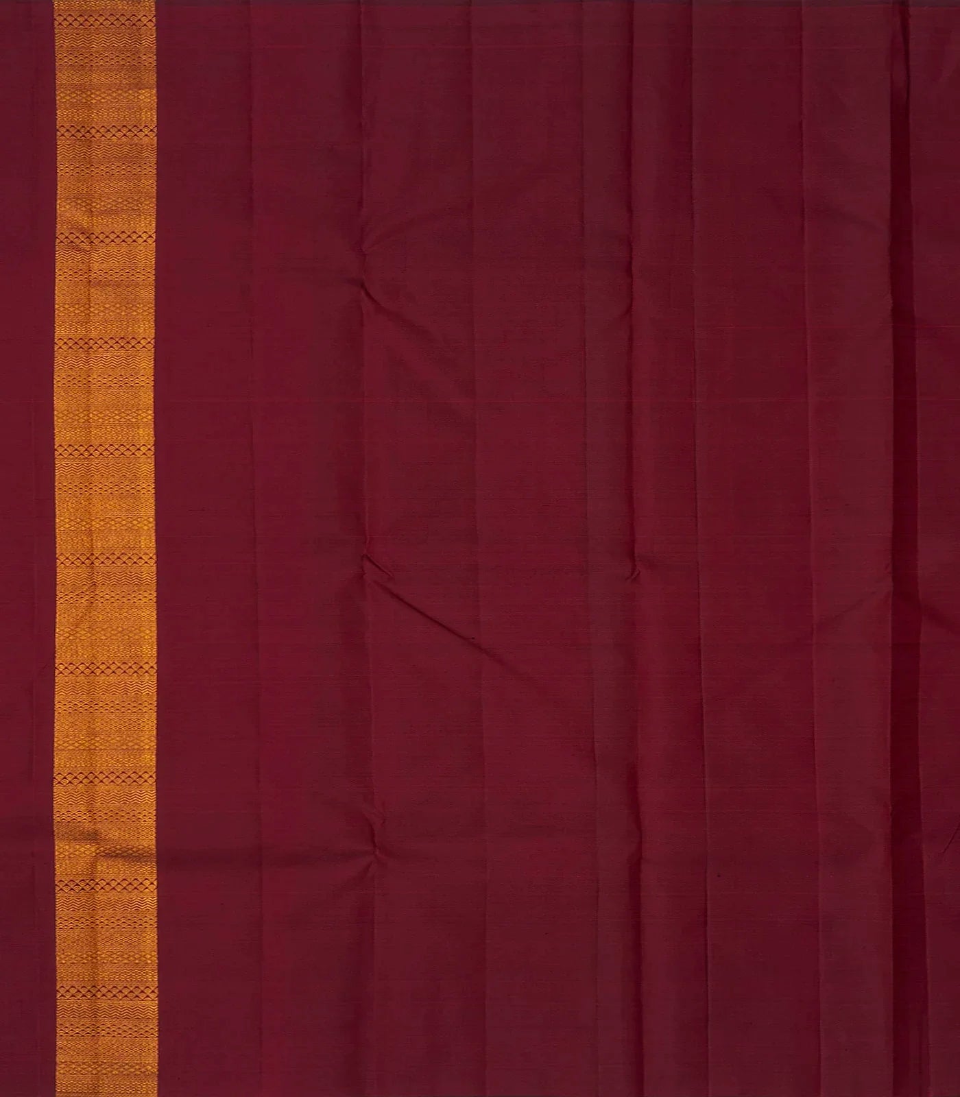 Maroon Handloom Kanchipuram Silk Saree With Temple Motif Border