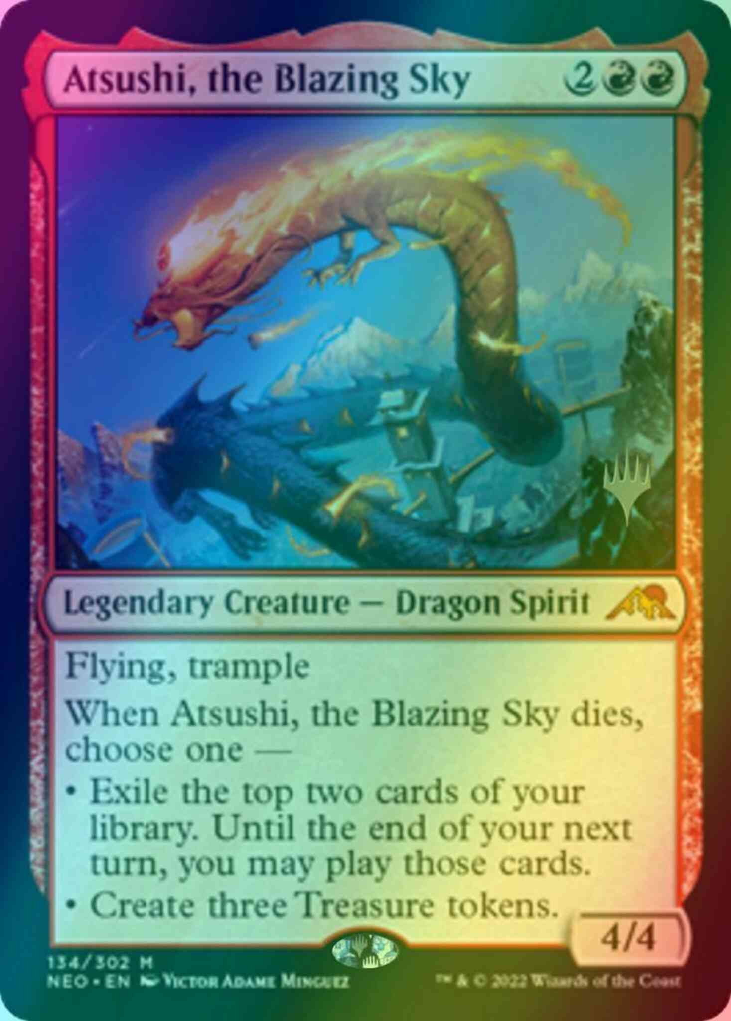 Atsushi, the Blazing Sky [Promo Pack] [134p] [Kamigawa: Neon Dynasty: Promos] [Foil]