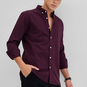 Burgundy Solid Twill Shirt