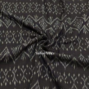 Black Sambalpuri Ikat Cotton Fabric