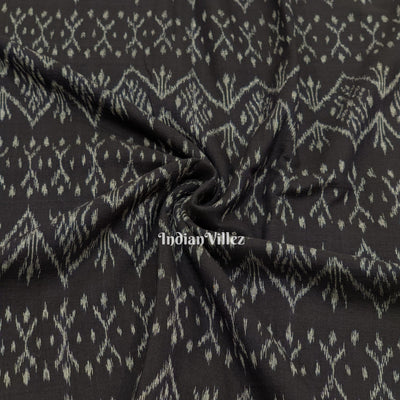 Black Sambalpuri Ikat Cotton Fabric