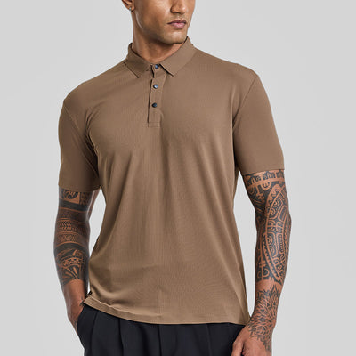 Light Brown Textured Polo T-Shirt
