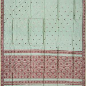 Shadow Green Banarasi Silk Saree With Floral Motifs