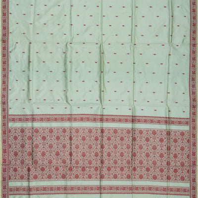 Shadow Green Banarasi Silk Saree With Floral Motifs