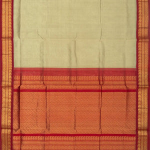 Taupe Handloom Silk Cotton Saree With Contrast Border