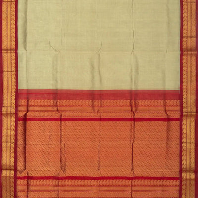 Taupe Handloom Silk Cotton Saree With Contrast Border