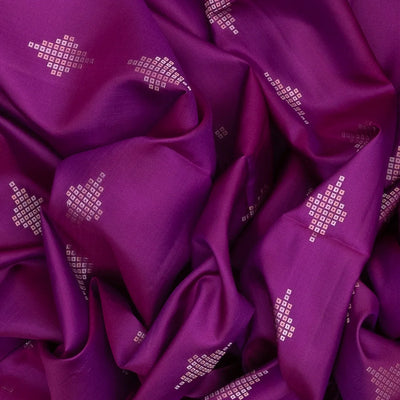 Purple Handloom Soft Silk Saree With Diamond Buttas