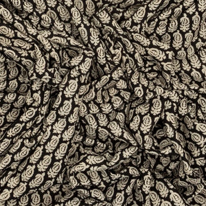 Black Woven Jaipur Cotton Saree Printed With Cream Mango Motifs