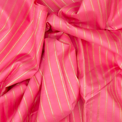 Bubblegum Pink Handloom Kanchipuram Silk Saree With Meena Stripes