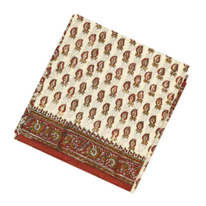 White Woven Jaipur Cotton Saree Printed With Floral Motifs