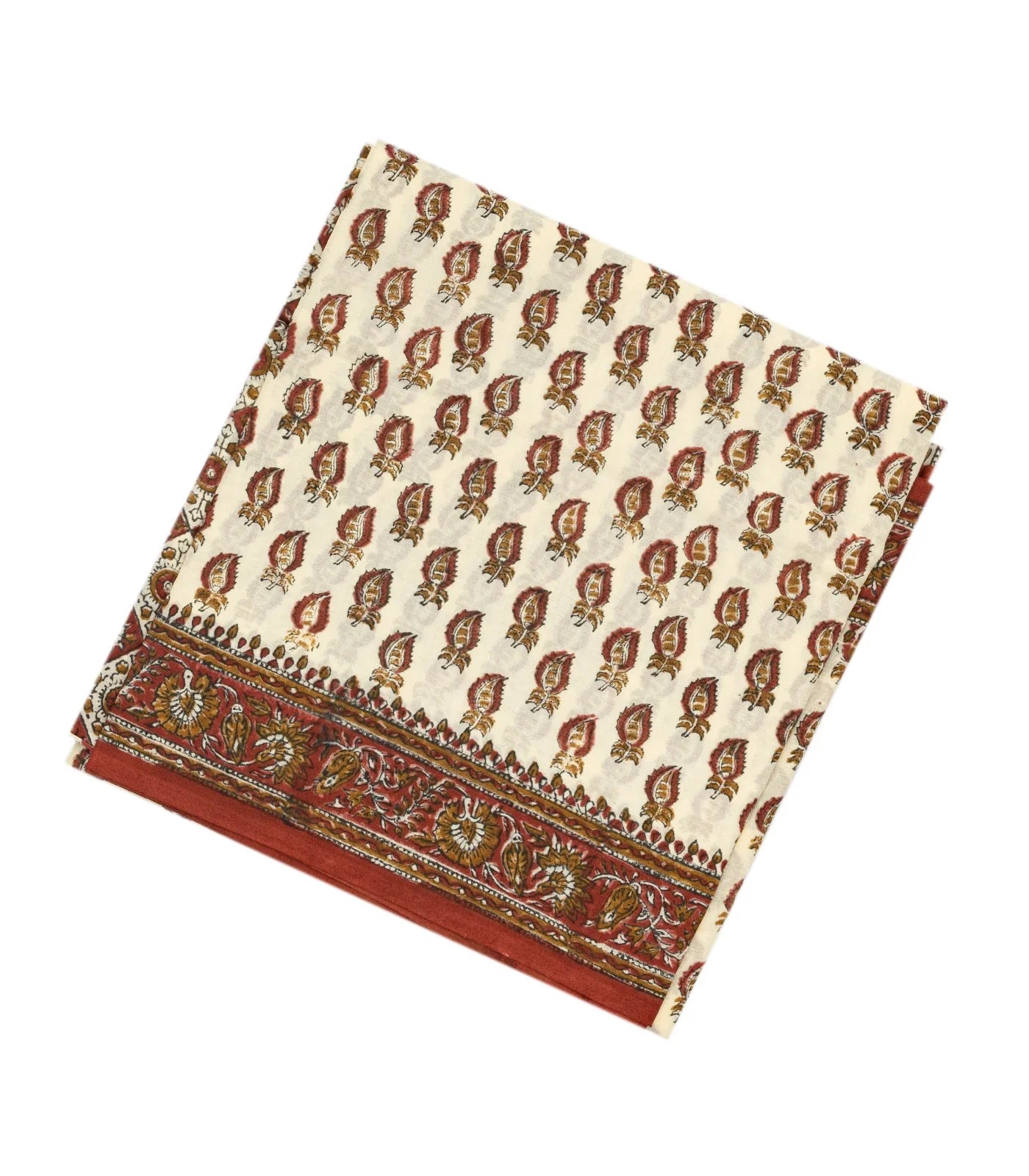 White Woven Jaipur Cotton Saree Printed With Floral Motifs