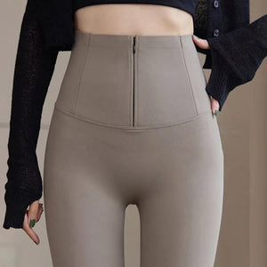 Martha Slimming Premium Fleece Leggings with Buttons