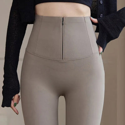 Martha Slimming Premium Fleece Leggings with Buttons