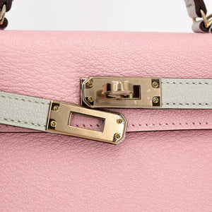 HERMÈS Mini Kelly II HSS Gris Perle Rose Sakura Chevre Permabrass hardware